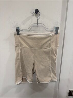 High-Waist Beige Active Bike Shorts Set